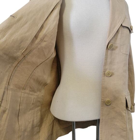 Apostrophe 100% Linen 3 Button Front Oversized Blazer Jacket Natural Fibers - Picture 5 of 9